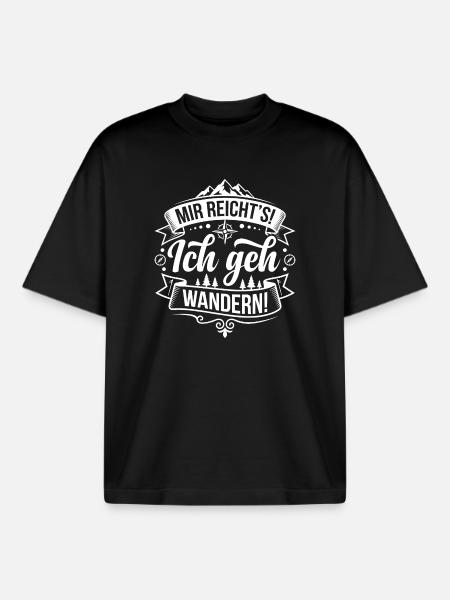 I Go Hiking Mountain Logo - Boxy Heavyweight Unisex Organic T-Shirt by Stanley/Stella - black