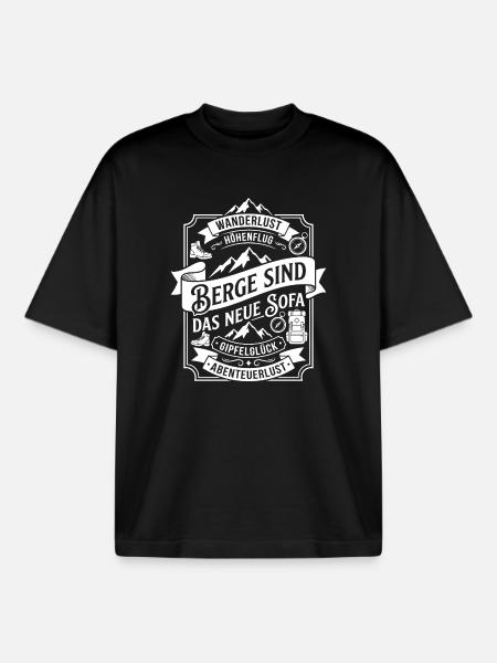 Mountains are the new sofa - Boxy Heavyweight Unisex Organic T-Shirt by Stanley/Stella - black