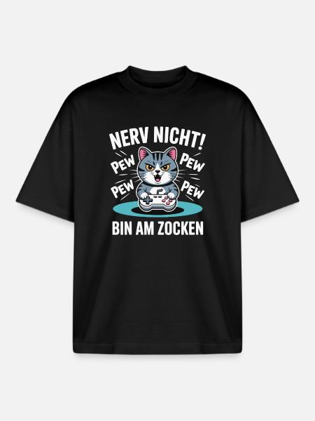 Courage Not I Gaming Cat Design - T-shirt unisexe boxy épais biologique Stanley/Stella - noir