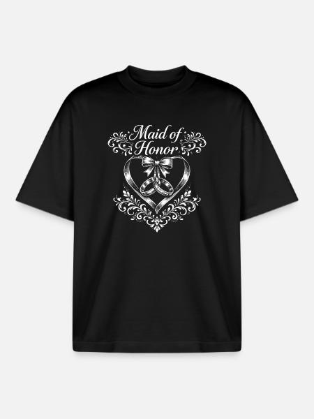 Maid of Honor Herzring Design - Boxy Heavyweight Unisex Organic T-Shirt von Stanley/Stella - Schwarz