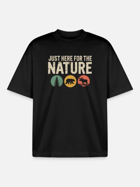 Nature Icons: Tree Bear Moose Silhouettes - Boxy Heavyweight Unisex Organic T-Shirt by Stanley/Stella - black