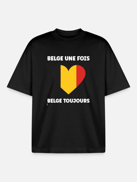 Belgische Herz-Trikolore - Boxy Heavyweight Unisex Organic T-Shirt von Stanley/Stella - Schwarz