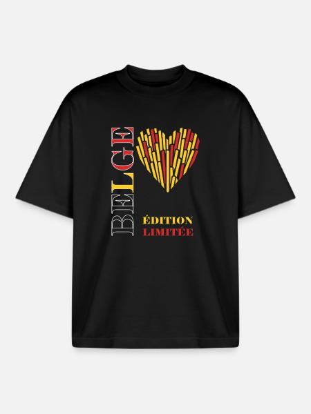 Coeur Frites Edition Limitée - T-shirt unisexe boxy épais biologique Stanley/Stella - noir