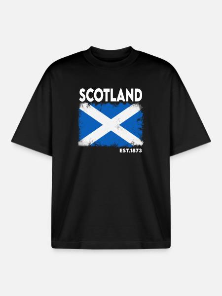 Scotland Saltire Crest 1873 - Boxy Heavyweight Unisex Organic T-Shirt by Stanley/Stella - black