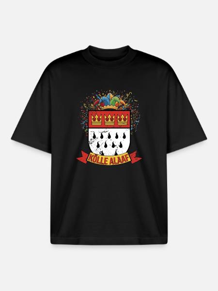 Cologne Alaaf Coat of Arms Confetti - Boxy Heavyweight Unisex Organic T-Shirt by Stanley/Stella - black