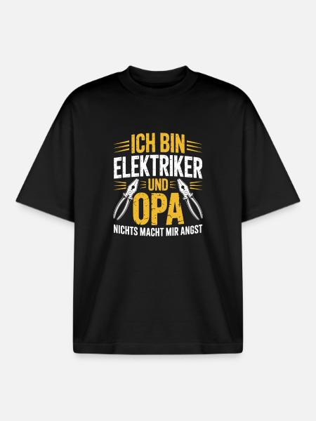 Ich bin Elektriker und Opa  - Boxy Heavyweight Unisex Organic T-Shirt von Stanley/Stella - Schwarz