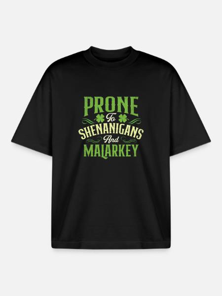 Prone To Shenanigans And Malarkey - Boxy Heavyweight Unisex Organic T-Shirt by Stanley/Stella - black