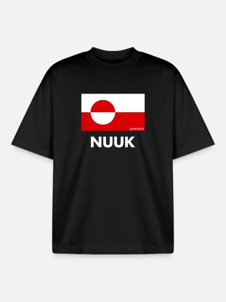 Grönlannin lippu - Nuuk - Grönland - Tanska - Unisex boxy raskas T-paita luomupuuvillasta Stanley/Stellalta - musta