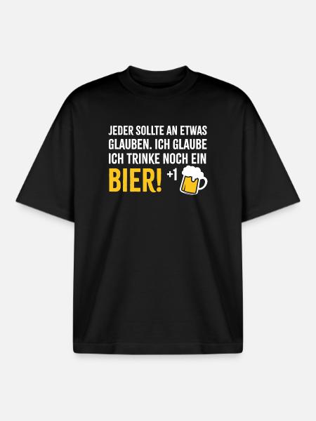 I believe in beer +1 - Boxy Heavyweight Unisex Organic T-Shirt by Stanley/Stella - black