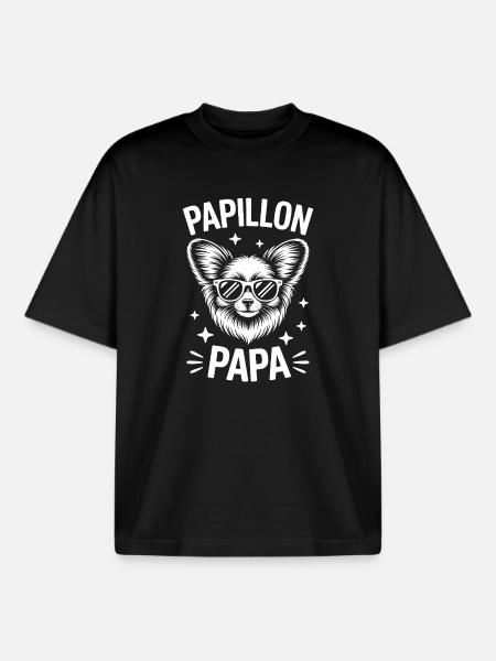 Papillon Sayings Dogs Funny Papillon Gift - Boxy Heavyweight Unisex Organic T-Shirt by Stanley/Stella - black