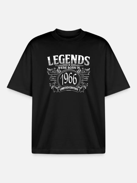 60th Birthday Legends 1966 Vintage Premium Quali - Boxy Heavyweight Unisex Organic T-Shirt by Stanley/Stella - black