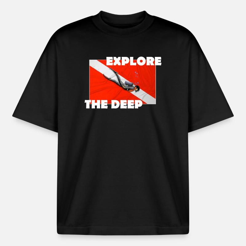 EXPLORE THE DEEP - Boxy Heavyweight Unisex Organic T-Shirt by Stanley/Stella - black