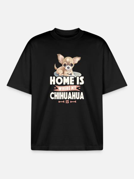 Chihuahua Chihuahueño Home Is - Boxy Heavyweight Unisex Organic T-Shirt by Stanley/Stella - black