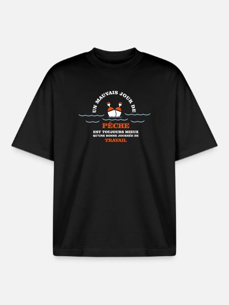 Fisherman's humour - Boxy Heavyweight Unisex Organic T-Shirt by Stanley/Stella - black