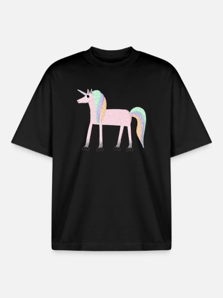 Unicorn_rollerSKate - Boxy Heavyweight Unisex Organic T-Shirt von Stanley/Stella - Schwarz