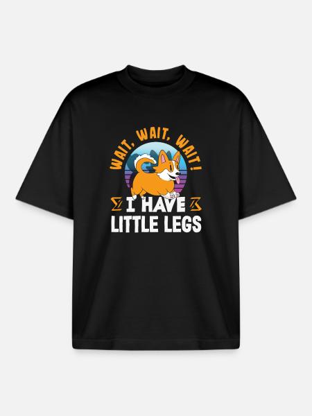Attends-moi, j’ai de petites jambes - T-shirt unisexe boxy épais biologique Stanley/Stella - noir