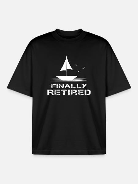Sailboat Retirement Finally Retired Retirement Start - Boxy Heavyweight Unisex Organic T-Shirt by Stanley/Stella - black