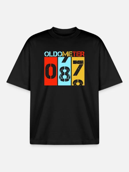 Oldometer 87 Retro Vintage 87th Birthday - Boxy Heavyweight Unisex Organic T-Shirt by Stanley/Stella - black