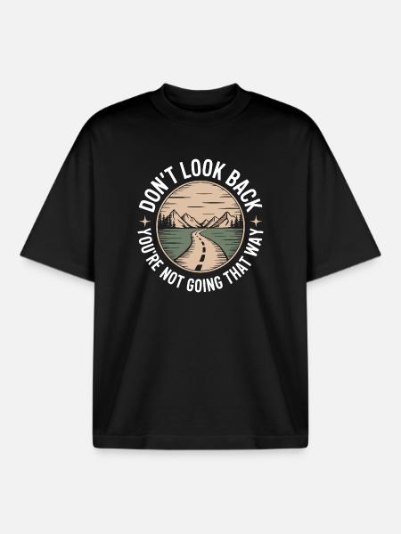 Se ikke tilbage, du går ikke den vej, motivation - Stanley/Stella unisex boxy heavyweight T-shirt økologisk - sort