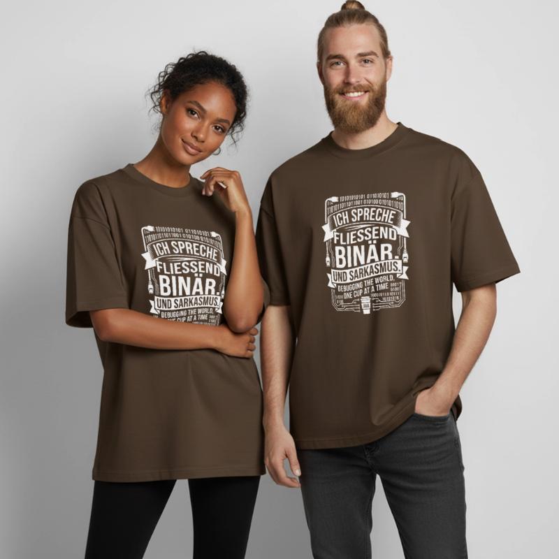 Coding Binary Coffee Sarcasm Boxy Heavyweight Unisex Organic T-Shirt by Stanley/Stella