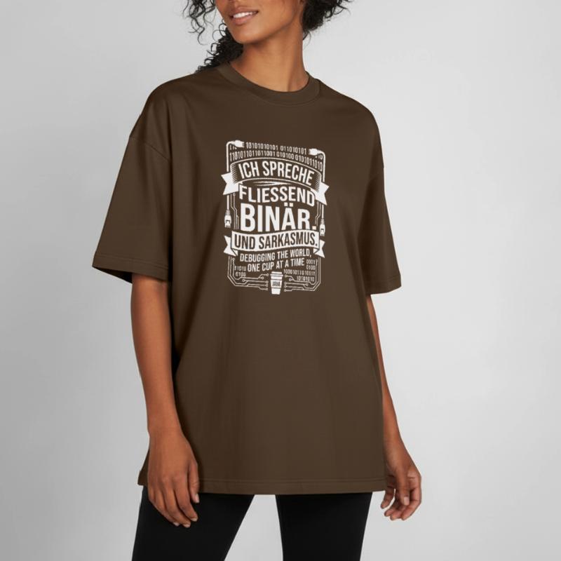 Coding Binary Coffee Sarcasm Boxy Heavyweight Unisex Organic T-Shirt by Stanley/Stella