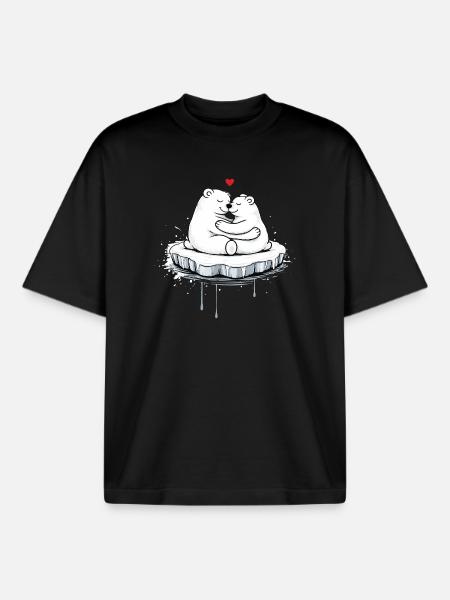 Zwei kuschelnde Eisbären auf Eisscholle - Boxy Heavyweight Unisex Organic T-Shirt von Stanley/Stella - Schwarz