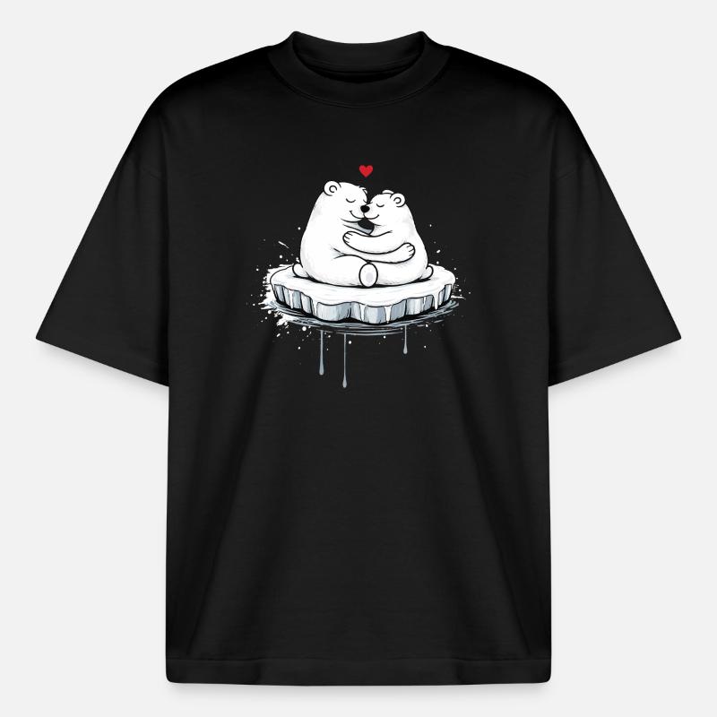Zwei kuschelnde Eisbären auf Eisscholle  - Boxy Heavyweight Unisex Organic T-Shirt by Stanley/Stella - black