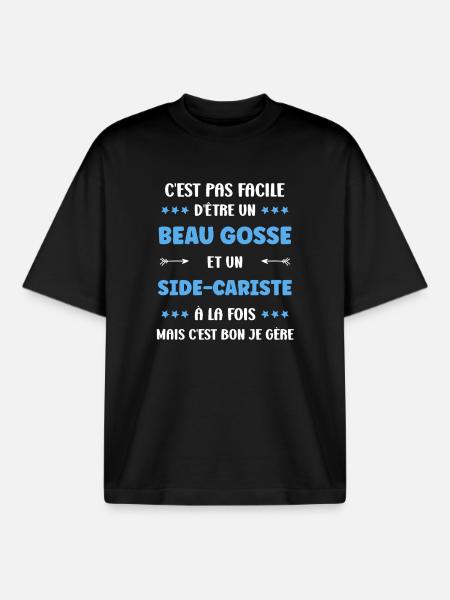 Beau gosse et side-cariste - T-shirt unisexe boxy épais biologique Stanley/Stella - noir
