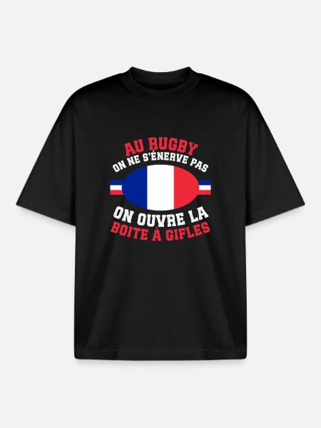 Rugby Boîte à Gifles - T-shirt unisexe boxy épais biologique Stanley/Stella - noir