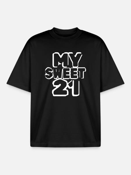 Birthday 21 - Boxy Heavyweight Unisex Organic T-Shirt by Stanley/Stella - black