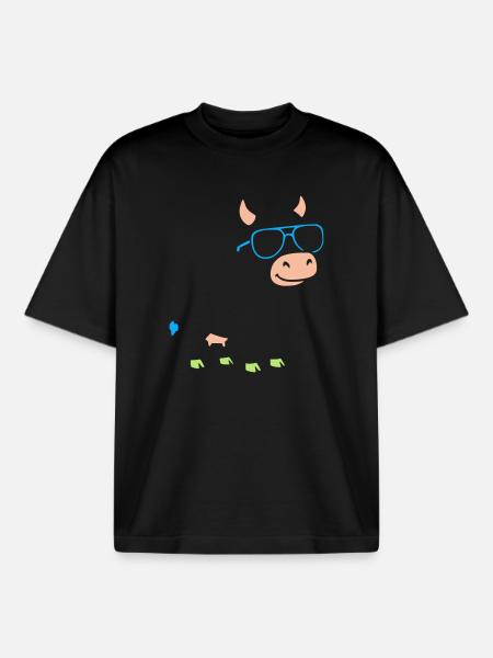 Cool Cow Sunglasses Abstract Vector - Boxy Heavyweight Unisex Organic T-Shirt by Stanley/Stella - black