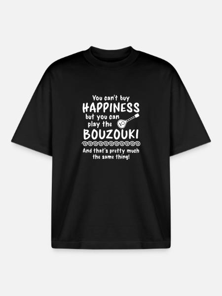 Bouzouki Hellas Happiness Greek Music Fun - Boxy Heavyweight Unisex Organic T-Shirt by Stanley/Stella - black