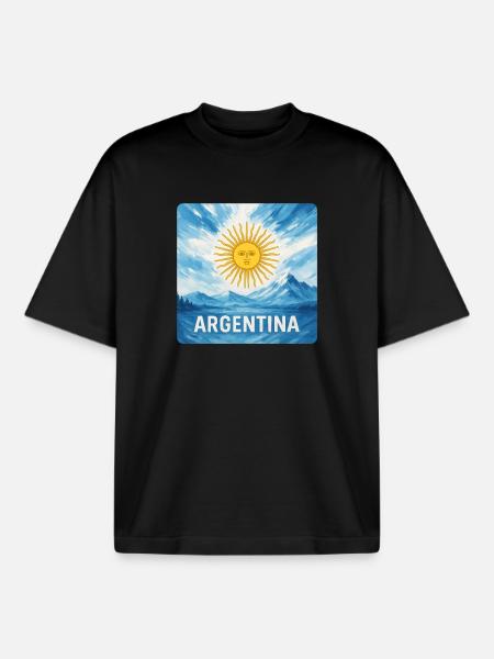 Argentina Travel Design - Boxy Heavyweight Unisex Organic T-Shirt by Stanley/Stella - black