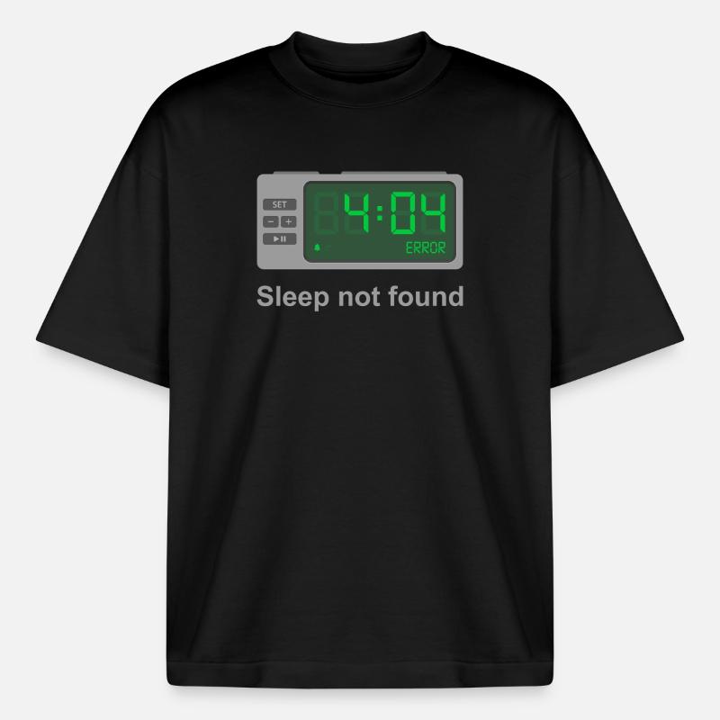Error 404 - Sleep Not Found - Boxy Heavyweight Unisex Organic T-Shirt by Stanley/Stella - black