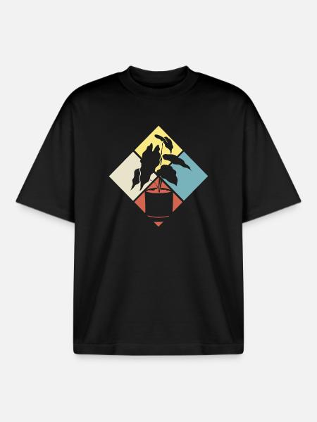 Retro Plant Lover Plants Succulents - Boxy Heavyweight Unisex Organic T-Shirt by Stanley/Stella - black