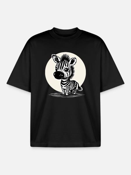 Zèbre mignon – Motif d’animal mignon - T-shirt unisexe boxy épais biologique Stanley/Stella - noir