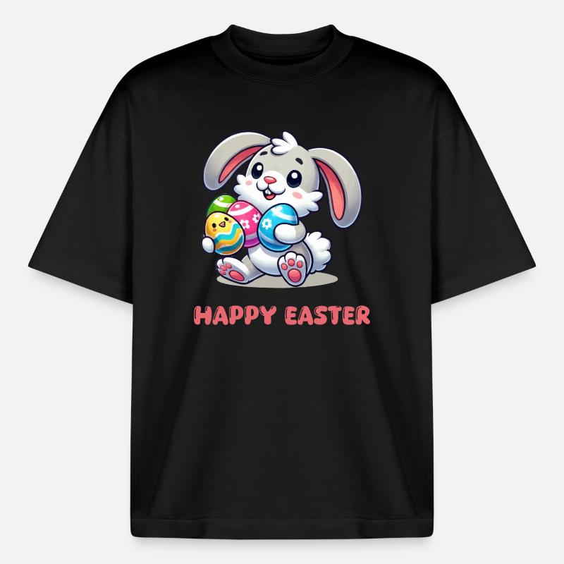 Bunny Easter Bunny Comic - Boxy Heavyweight Unisex Organic T-Shirt by Stanley/Stella - black