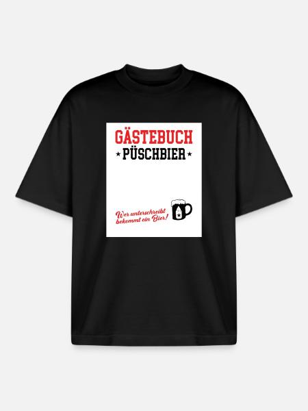 Guestbook Püschbier Babyshower Pullerparty New Papa - Boxy Heavyweight Unisex Organic T-Shirt by Stanley/Stella - black