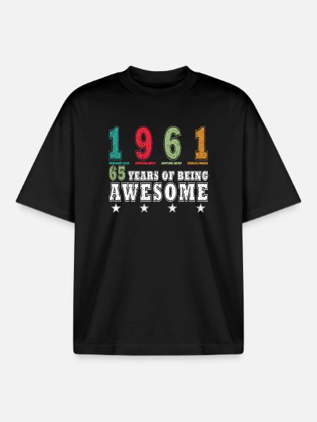 65TH BIRTHDAY ORIGINAL 1961 - Boxy Heavyweight Unisex Organic T-Shirt by Stanley/Stella - black