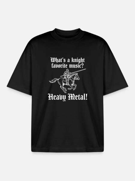 Heavy Metal Knight – Funny Knight Design - Boxy Heavyweight Unisex Organic T-Shirt by Stanley/Stella - black