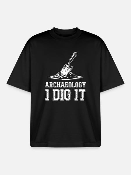 Archaeology I Dig It Tee - Boxy Heavyweight Unisex Organic T-Shirt by Stanley/Stella - black