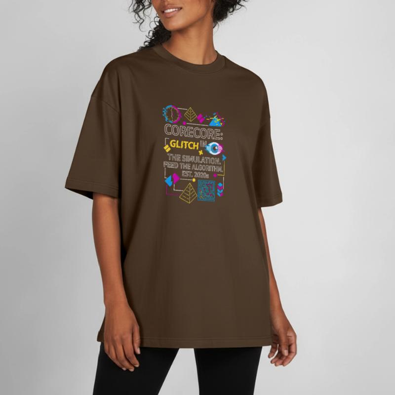 Corecore Glitch Simulation Algorithm Collage Boxy Heavyweight Unisex Organic T-Shirt by Stanley/Stella