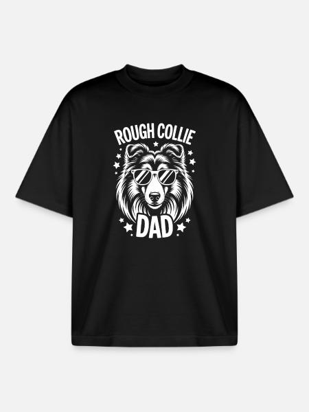 Long-haired collie sayings long-haired collie gift - Boxy Heavyweight Unisex Organic T-Shirt by Stanley/Stella - black