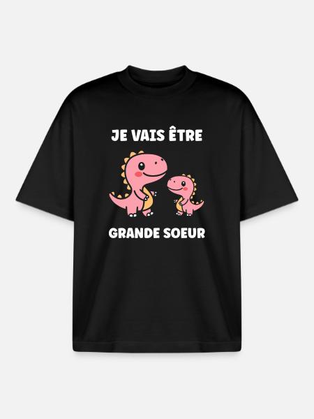 Jeg skal være storesøster - Stanley/Stella unisex boxy heavyweight T-shirt økologisk - sort