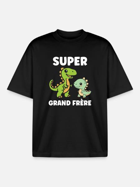 Super Big Brother Dinosaurs - Boxy Heavyweight Unisex Organic T-Shirt by Stanley/Stella - black