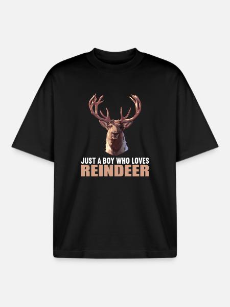 Rentiere Rentier - Boxy Heavyweight Unisex Organic T-Shirt von Stanley/Stella - Schwarz