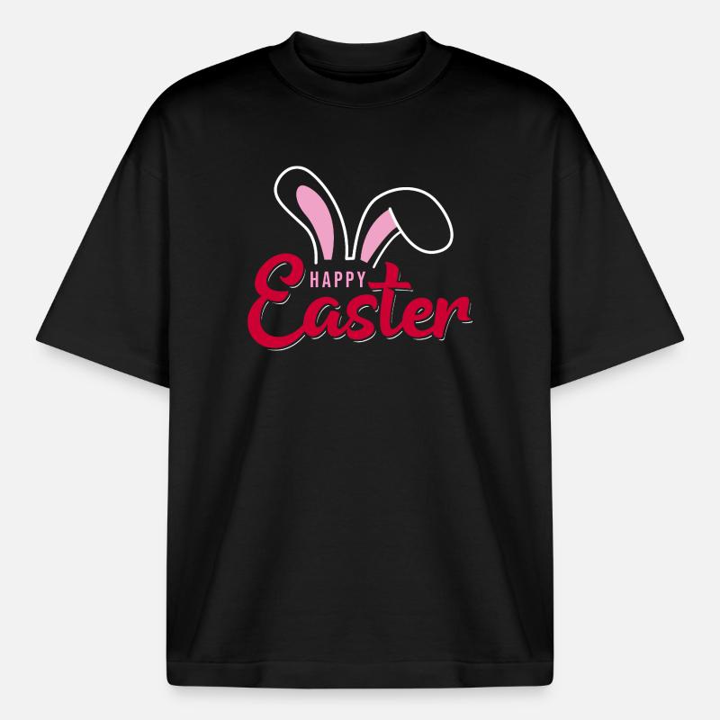 Happy Easter Bunny Scripture - Heavyweight Boxy Unisex T-Shirt by Stanley/Stella - black
