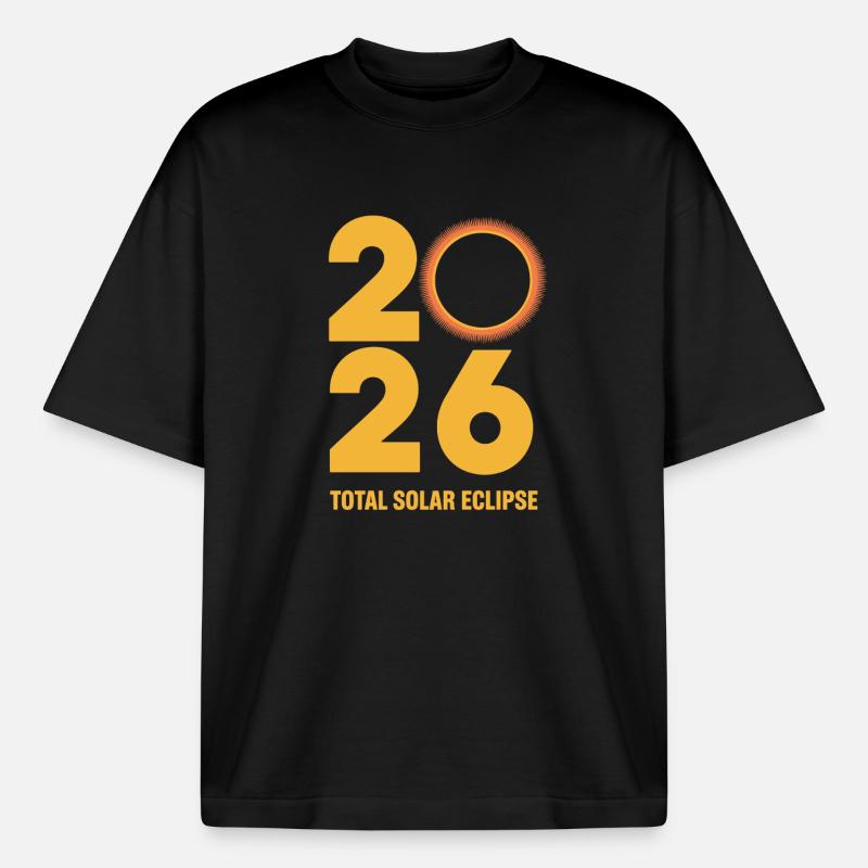 2026 Total Solar Eclipse Path Retro - Boxy Heavyweight Unisex Organic T-Shirt by Stanley/Stella - black