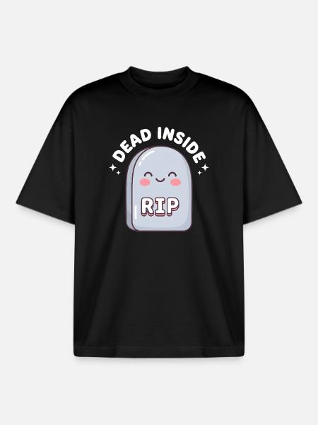 Cute RIP Tombstone Design - Boxy Heavyweight Unisex Organic T-Shirt by Stanley/Stella - black