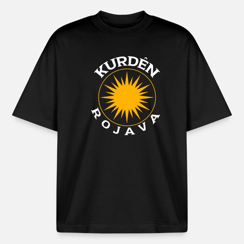 Kurdes Rojava - T-shirt unisexe épais coupe boxy Stanley/Stella - noir